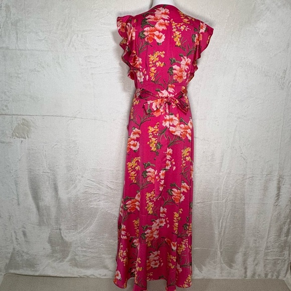 Ava & Aiden Flowy Fucia Wrap Dress V Neck Maxi Ruffle Party Cruise Wedding Small - Picture 12 of 12